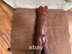 Rare Vintage Indian Navajo Hand Carved Wooden Brown Bear Sculpture Southwest