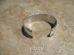 SUBSTANTIAL Vintage Navajo Sterling Silver STAMPED BIRD Design Bracelet