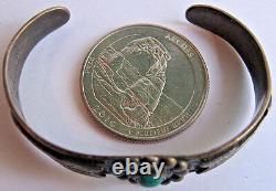 Small Child/ Baby Vintage Navajo Indian Sterling Turquoise Arrows Cuff Bracelet
