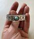 Small Child Size Wrist Vintage Navajo Indian Coin Silver Cuff Bracelet Turquoise