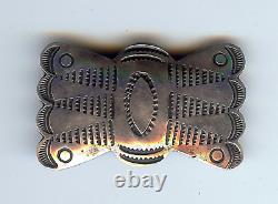 Small Vintage Navajo Indian Stamped Silver Belt Or Hat Concho
