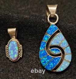 Sterling Silver, Opal, Vintage Navajo, Pendants (2), signed