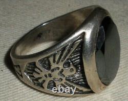 VINTAGE NAVAJO HEMATITE STERLING SILVER RING THUNDERBIRD SIZE 10.5 vafo