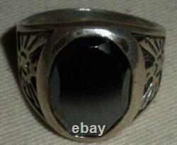 VINTAGE NAVAJO HEMATITE STERLING SILVER RING THUNDERBIRD SIZE 10.5 vafo