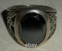 VINTAGE NAVAJO HEMATITE STERLING SILVER RING THUNDERBIRD SIZE 10.5 vafo