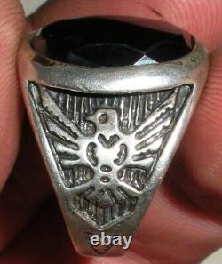 VINTAGE NAVAJO HEMATITE STERLING SILVER RING THUNDERBIRD SIZE 10.5 vafo