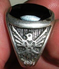 VINTAGE NAVAJO HEMATITE STERLING SILVER RING THUNDERBIRD SIZE 10.5 vafo