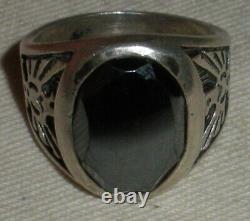 VINTAGE NAVAJO HEMATITE STERLING SILVER RING THUNDERBIRD SIZE 10.5 vafo