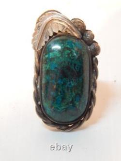 VINTAGE NAVAJO INDIAN STERLING SILVER LRG STONE TURQUOISE RING sz 6 3/4 A+GIFT