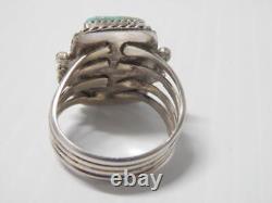 VINTAGE NAVAJO INDIAN STERLING SILVER TURQUOISE MAN'S RING sz 12 A+GIFT