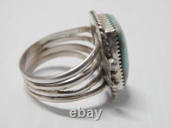 VINTAGE NAVAJO INDIAN STERLING SILVER TURQUOISE MAN'S RING sz 12 A+GIFT