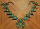 Vintage Navajo Indian Squash Blossom Necklace Turquoise Sterling Silver 30 414g