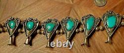 VINTAGE Navajo Indian Squash Blossom Necklace Turquoise Sterling Silver 30 414g