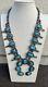 Vintage Old Navajo Indian Squash Blossom Necklace Turquoise Sterling Silver 185g