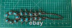 VINTAGE Old Navajo Indian Squash Blossom Necklace Turquoise Sterling Silver 185g