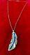 Vtg Native American Navajo Pendant Necklace Lapis Lazuli Inlay Feather Sterling