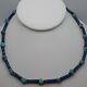 Vintage 17 Navajo Indian Lapis Turquoise Sterling Silver Bead Necklace 925 Hook