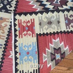 Vintage American Indian Navajo Tribal Kilim Rug Geometric 1950's Carpet 38x60