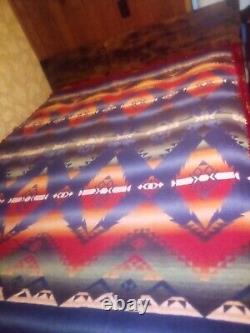 Vintage Beacon Wool Blanket American Indian With Yarn Fringe Trim 72X 62