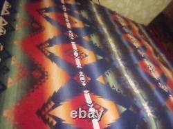 Vintage Beacon Wool Blanket American Indian With Yarn Fringe Trim 72X 62