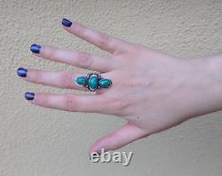 Vintage Beauty Navajo Indian Silver Green Turquoise Ring Size 6