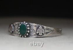 Vintage Harvey Era Navajo Native American Sterling Silver Turquoise Bracelet