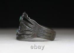 Vintage Harvey Era Navajo Native American Sterling Silver Turquoise Bracelet