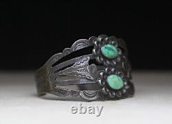 Vintage Harvey Era Navajo Native American Sterling Silver Turquoise Bracelet