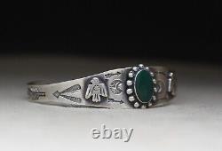 Vintage Harvey Era Navajo Native American Sterling Silver Turquoise Bracelet