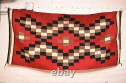 Vintage LARGE Navajo Rug Native American Indian Ganado RED Eye Dazzler 75x32 VTG