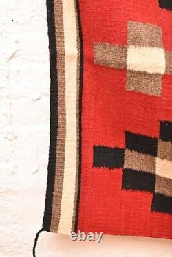 Vintage LARGE Navajo Rug Native American Indian Ganado RED Eye Dazzler 75x32 VTG