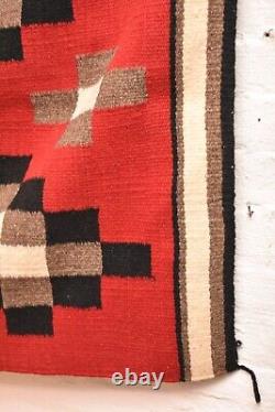 Vintage LARGE Navajo Rug Native American Indian Ganado RED Eye Dazzler 75x32 VTG