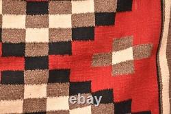 Vintage LARGE Navajo Rug Native American Indian Ganado RED Eye Dazzler 75x32 VTG