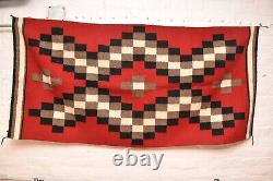 Vintage LARGE Navajo Rug Native American Indian Ganado RED Eye Dazzler 75x32 VTG