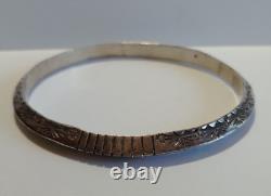 Vintage Large Wrist Hallmarked Navajo Indian Sterling Silver Bangle Bracelet