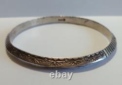 Vintage Large Wrist Hallmarked Navajo Indian Sterling Silver Bangle Bracelet