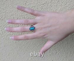 Vintage Maisels Navajo Indian Stampwork Sterling Silver Turquoise Ring Size 6