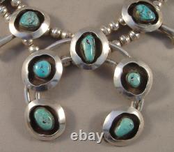 Vintage NAVAJO Turquoise & Sterling Squash Blossom Necklace