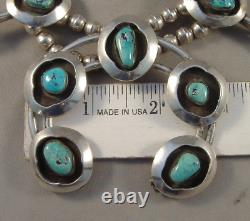 Vintage NAVAJO Turquoise & Sterling Squash Blossom Necklace