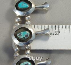 Vintage NAVAJO Turquoise & Sterling Squash Blossom Necklace