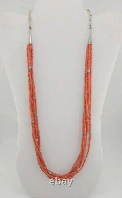Vintage Native American Navajo. 925 Coral Necklace
