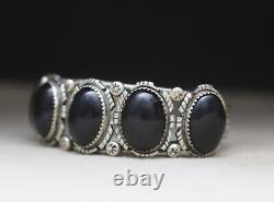 Vintage Native American Navajo Black Onyx Sterling Silver Cuff Bracelet