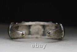 Vintage Native American Navajo Black Onyx Sterling Silver Cuff Bracelet