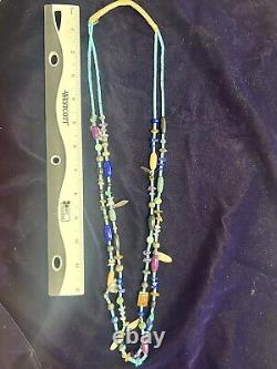 Vintage Native American Navajo Christin Wolf Double Strand Turquoise Necklace