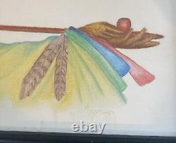 Vintage Native American, Navajo Indian, Drawing Painting Signed Martinez