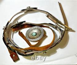 Vintage Native American Navajo Indian Silver Turquoise Concho Leather Belt