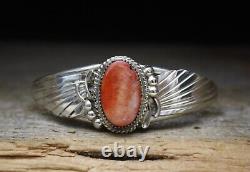 Vintage Native American Navajo Spiny Oyster Sterling Silver Cuff Bracelet