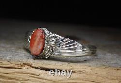 Vintage Native American Navajo Spiny Oyster Sterling Silver Cuff Bracelet