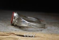 Vintage Native American Navajo Spiny Oyster Sterling Silver Cuff Bracelet