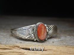 Vintage Native American Navajo Spiny Oyster Sterling Silver Cuff Bracelet